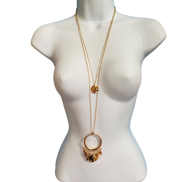 ANNA & AVA Gold Tone Double Strand Long Necklace NWT - Picture 6 of 6